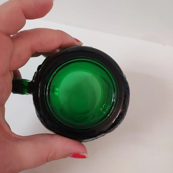 Vintage Arcoroc Emerald Green Glass Christmas Snowman Mug - France - Picture 6 of 6